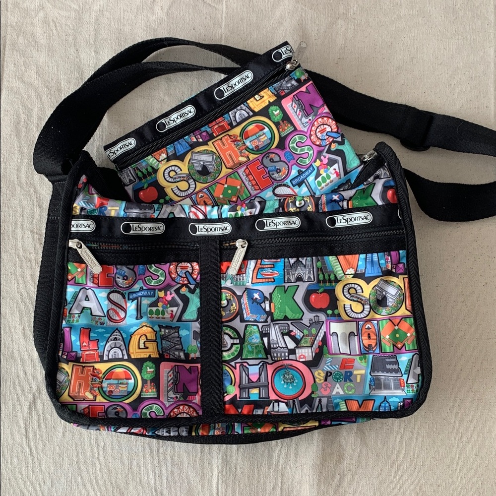 Accessories | Rare LeSportsac New York Print Crossbody Bag with Makeup Pouch